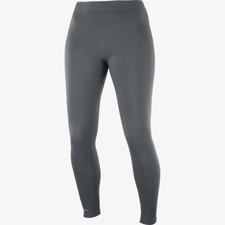 Dark Grey Salomon Essential Seamless Women's Running Tights | PH 84917M